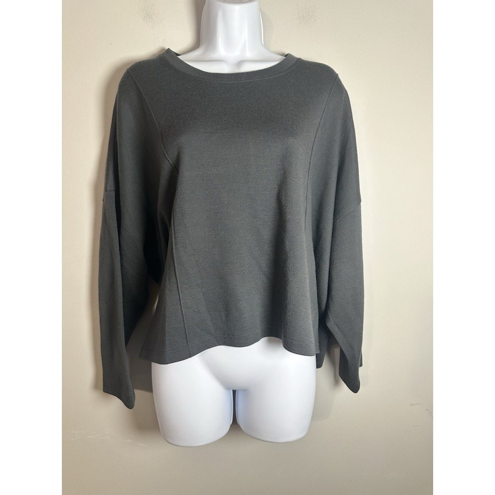 Christopher Calvin Wool Boxy‎ Top Medium M Charcoal Gray Lagenlook Oversized